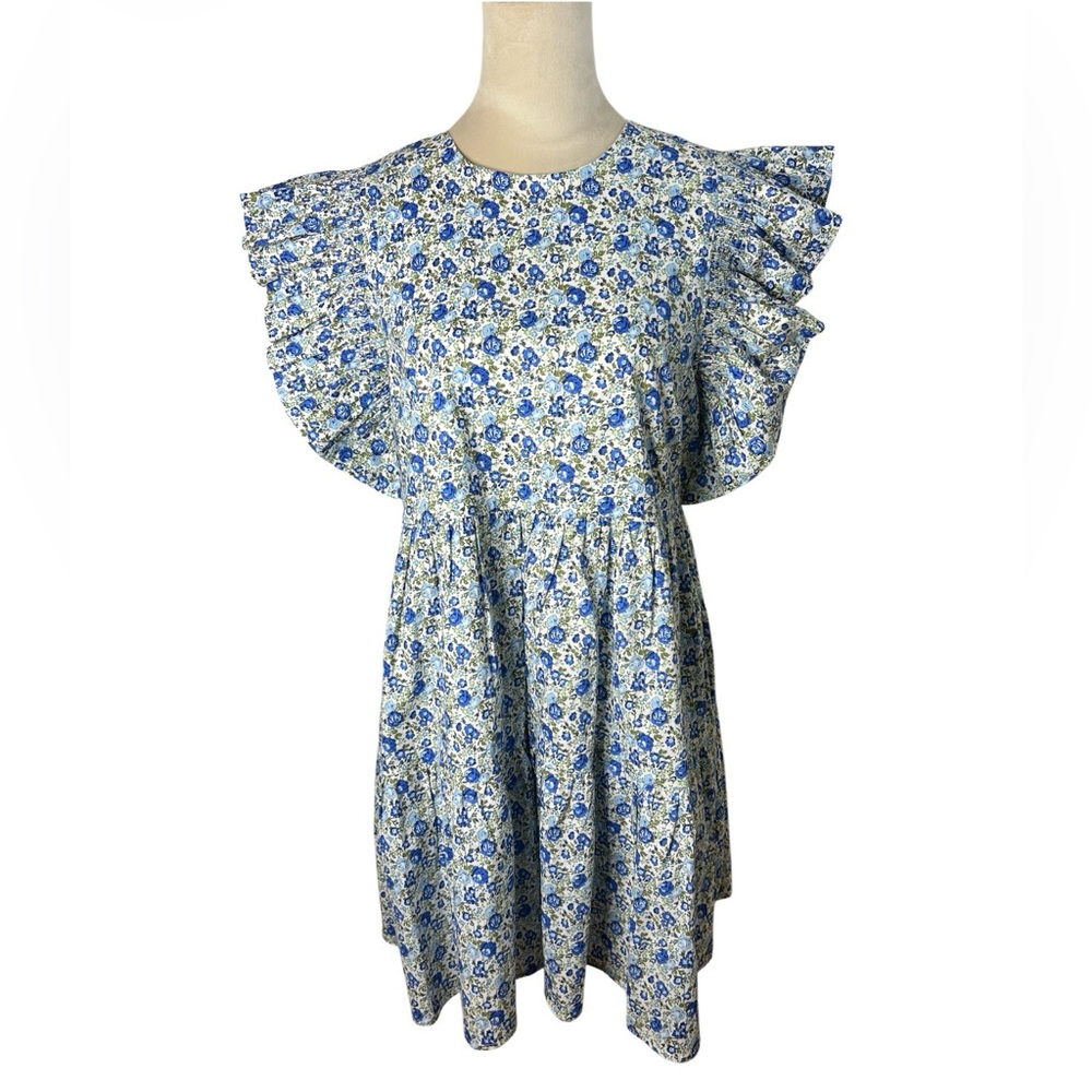 Hyacinth House Tuckernuck Floral Mini Dress Ruffle sleeves SZ M NWOT